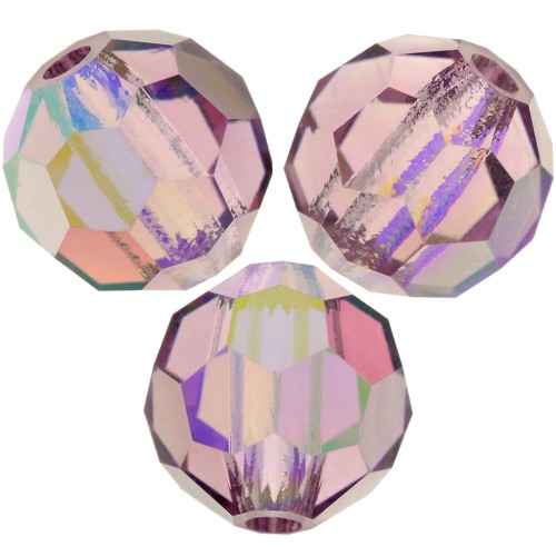 Perles rondes facettées Preciosa - Round Bead 5 mm - Light Amethyst AB x15