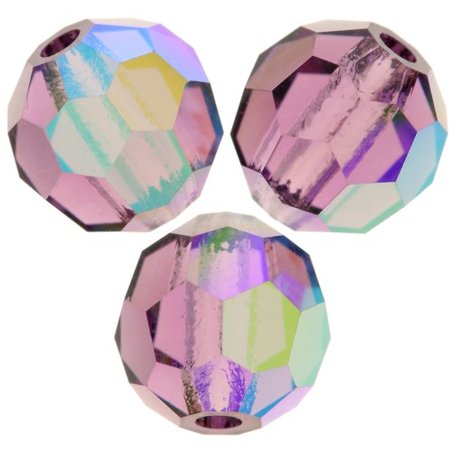 Perles rondes facettées Preciosa - Round Bead 5 mm - Amethyst AB x15