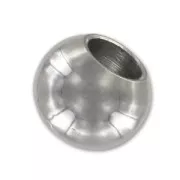 Grosse perles rondes aplaties 12x9 mm en acier inoxydable x1