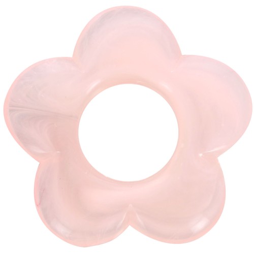 Pendentif fleur 21 mm en résine translucide - Rose clair marbré x1