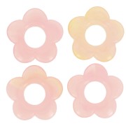 Pendentif fleur 21 mm en résine translucide - Rose clair marbré x1