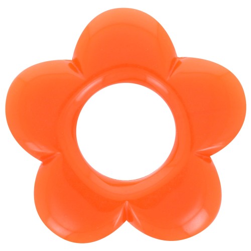Pendentif fleur 21 mm en résine opaque - Orange x1