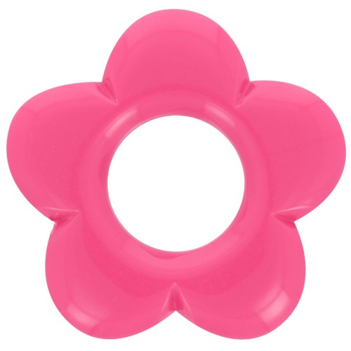 Pendentif fleur 21 mm en résine opaque - Rose fuchsia x1