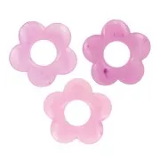 Pendentif fleur 21 mm en résine translucide - Rose dragée marbré x1