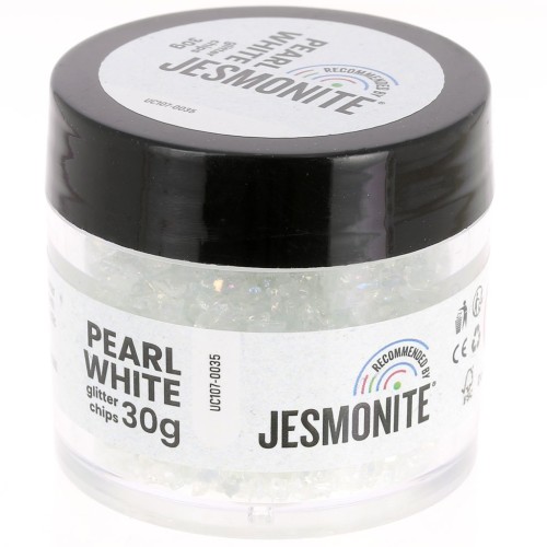 Chips pailletés en flacon - Jesmonite - Pearl White x30g