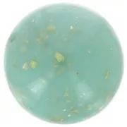 Perles en résine opaque 16 mm - Vert d'eau - Tacheté doré x4