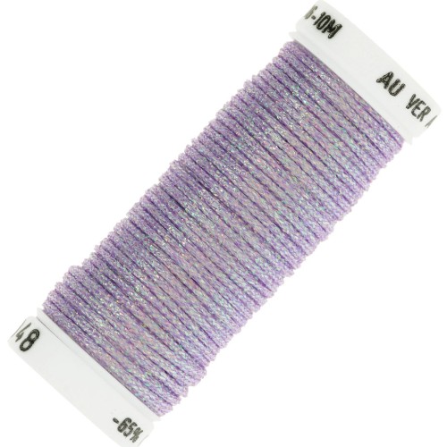 Fil à broder métallisé tressé 16 Au ver à soie pour broderie Violet clair 048 x10m
