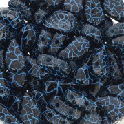 Perles en verre deux trous Paisley Duo 9x5.5 mm - Ionic Jet - Blue x10g