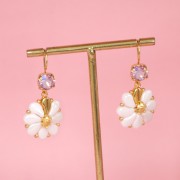 Perles en verre deux trous Paisley Duo 9x5.5 mm - Ionic Jet - Pink x10g