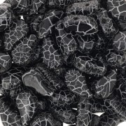 Perles en verre deux trous Paisley Duo 9x5.5 mm - Ionic Jet - White x10g