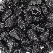 Perles en verre deux trous Paisley Duo 9x5.5 mm - Ionic Jet - White x10g