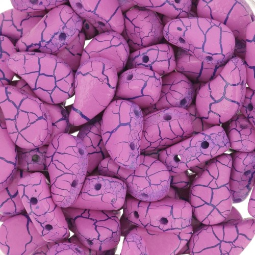 Perles en verre deux trous Paisley Duo 9x5.5 mm - Ionic Pink - Blue x10g