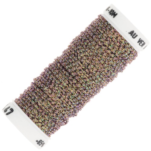 Fil à broder métallisé tressé 16 Au ver à soie pour broderie Doré irisé (447) x10m