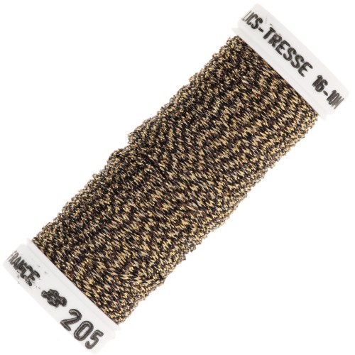 Fil à broder métallisé tressé 16 Au ver à soie pour broderie Brun Doré (205) x10m