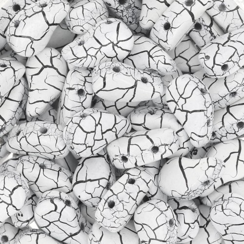 Perles en verre deux trous Paisley Duo 9x5.5 mm - Ionic White - Jet x10g