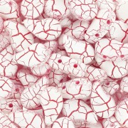 Perles en verre deux trous Paisley Duo 9x5.5 mm - Ionic White - Red x10g