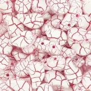 Perles en verre deux trous Paisley Duo 9x5.5 mm - Ionic White - Red x10g