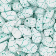 Perles en verre deux trous Paisley Duo 9x5.5 mm - Ionic White - Green x10g|raw }}