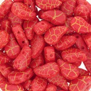 Perles en verre deux trous Paisley Duo 9x5.5 mm - Ionic Red - Yellow x10g