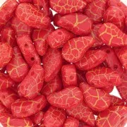 Perles en verre deux trous Paisley Duo 9x5.5 mm - Ionic Red - Yellow x10g