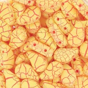 Perles en verre deux trous Paisley Duo 9x5.5 mm - Ionic Yellow - Red x10g