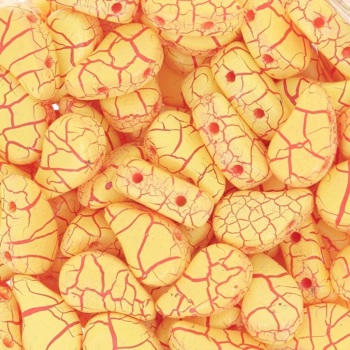 Perles en verre deux trous Paisley Duo 9x5.5 mm - Ionic Yellow - Red x10g