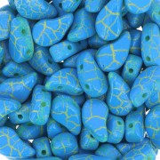Perles en verre deux trous Paisley Duo 9x5.5 mm - Ionic Blue - Yellow x10g|raw }}