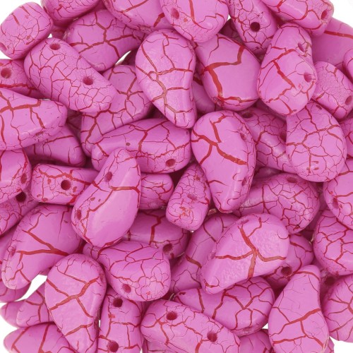 Perles en verre deux trous Paisley Duo 9x5.5 mm - Ionic Pink - Red x10g