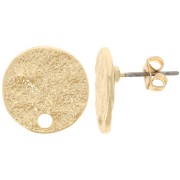 Clous d'oreilles ronds martelés texturés 14 mm - Doré x2|raw }}
