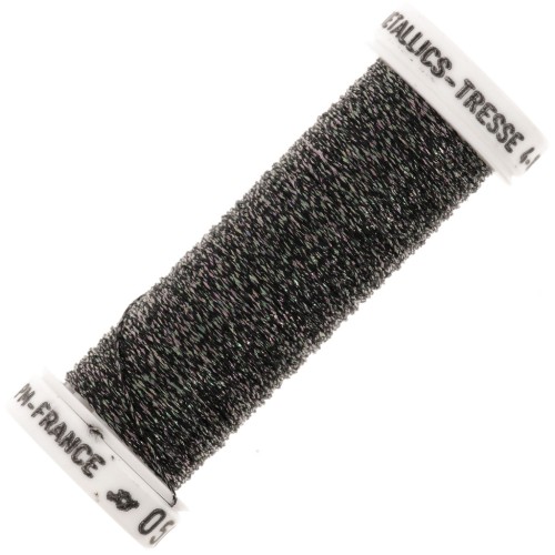 Fil à broder métallisé tressé 4 Au ver à soie - Gris anthracite Rose (050) x10m