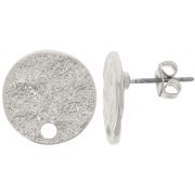Clous d'oreilles ronds martelés texturés 14 mm - Argenté x2|raw }}