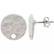 Clous d'oreilles ronds martelés texturés 14 mm - Argenté x2
