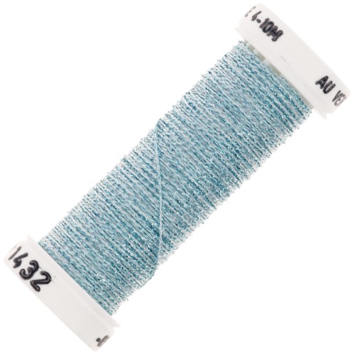 Fil à broder métallisé tressé 4 Au ver à soie - broderie - Bleu irisé (1432) x10m
