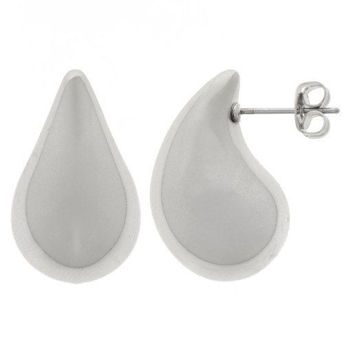 Boucles d'oreilles goutte bombée 24.5x15 mm en acrylique - Argenté x2