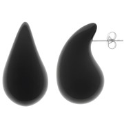 Boucles d'oreilles goutte bombée 31x17 mm en acrylique - Noir x2|raw }}