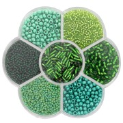 Assortiment de perles rocailles Preciosa avec boîte fleur - Vert x1