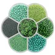 Assortiment de perles rocailles Preciosa avec boîte fleur - Vert x1