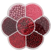 Assortiment de perles rocailles Preciosa avec boîte fleur - Rouge x1