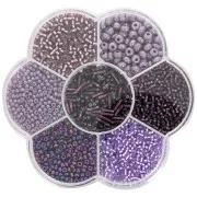 Assortiment de perles rocailles Preciosa avec boîte fleur - Violet x1