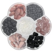 Assortiment de perles Preciosa avec boîte fleur et accessoires - Noir - Rose foncé