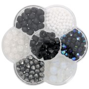 Assortiment de perles rocailles Preciosa avec boîte fleur - Noir - Blanc x1|raw }}
