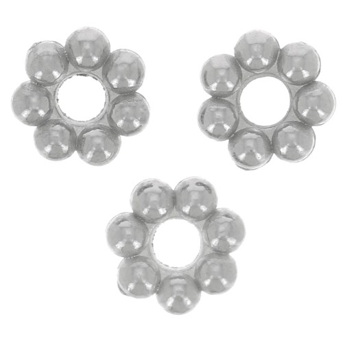 Perles rondelles fleur 3 mm - Acier inoxydable 304L x10