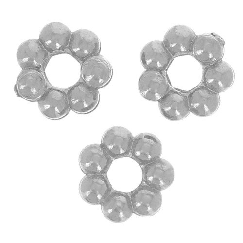 Perles rondelles fleur 5 mm - Acier inoxydable 304L x10
