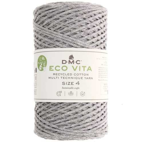 Bobine de cordon DMC 3 mm coton recyclé - Eco Vita 4 - Gris perlé x 200m