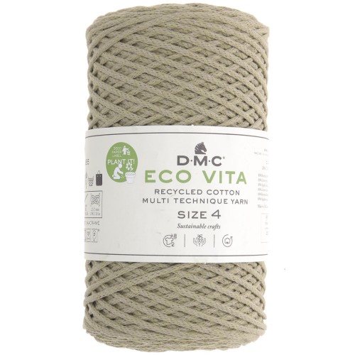 Bobine de cordon DMC 3 mm coton recyclé - Eco Vita 4 - Vert de gris x 200m