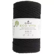 Bobine de cordon DMC 3 mm coton recyclé - Eco Vita 4 - Noir x 200m