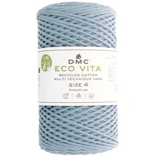 Bobine de cordon DMC 3 mm coton recyclé - Eco Vita 4 - Bleu gris x 200m