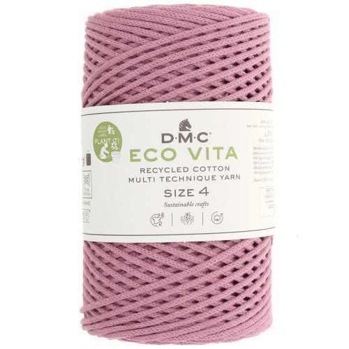 Bobine de cordon DMC 3 mm coton recyclé - Eco Vita 4 - Vieux rose x 200m
