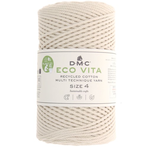 Bobine de cordon DMC 3 mm coton recyclé - Eco Vita 4 - Naturel x 200m