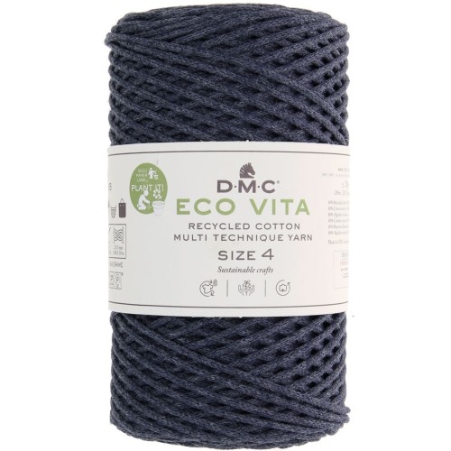 Bobine de cordon DMC 3 mm coton recyclé - Eco Vita 4 - Dark navy blue x 200m